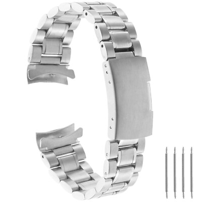 #ad Solid Links Bracelet Watch Band Strap 20mm Curved End Replacement $11.89