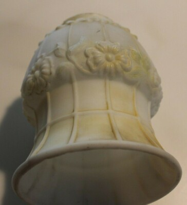 #ad Vintage Antique Glass Lamp Shade Opaque White with Raised Flowers Satin Finish $31.50