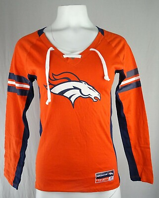 #ad Denver Broncos NFL Majestic Women#x27;s Lace Up T Shirt $24.99