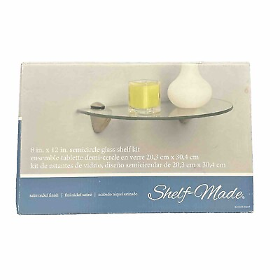 #ad Shelf Made 8 in x 12 in Semicircle Glass Shelf Kit Satin Nickel Finish New $23.99