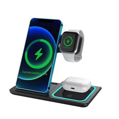 #ad Foldable Wireless Charging Station 3 in 1 Fast Charger Stand for iPhone $16.88