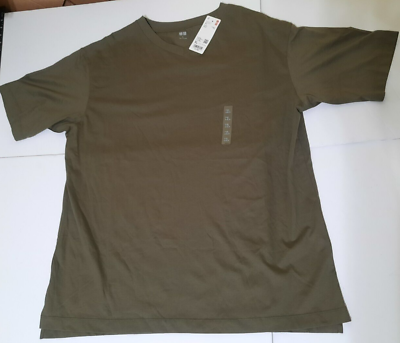 #ad Uniqlo Mens XL Short Sleeve V Neck T Shirt Olive Green Solid Brand New $19.99