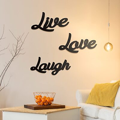 #ad 3 Pieces Wooden Cutout Sign Rustic Wood Word Sign Decorative Wooden Block Wor... $16.55