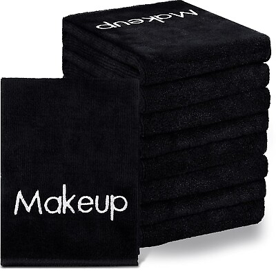 #ad 30 Makeup Remover Towels Black Cotton Embroidered 13x13 Wholesale Bulk Value $19.98