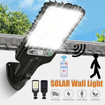 #ad LED Outdoor Solar Street Wall Light Sensor PIR Motion Lamp with Remote Control $9.99
