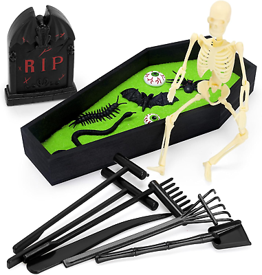 #ad Halloween Coffin Shaped Zen Garden Kit for Relaxation and Meditation Come with B $24.99