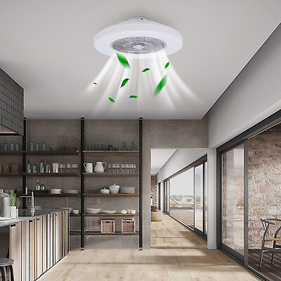 #ad 23quot; Bladeless Ceiling Fan Light W Remote Control 3 Color LED 6 Speed Chandelier $44.89