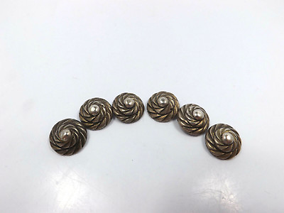 #ad Vintage 6 Silver Modernist Swirl Button Set 27.9 grams $90.00