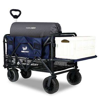 #ad Double Decker WagonCollapsible Wagon Heavy Duty Tailgate for Outdoor Camping $159.90