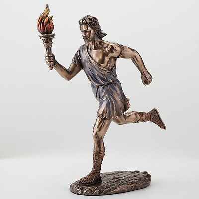 #ad 9 Inch Running Olympic Marathon Torchbearer Cold Cast Resin Bronze Finish Home $54.90