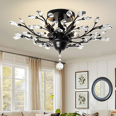 #ad Modern Crystal LED Ceiling Light Flush Mount Chandelier Lamp Lighting Fixture $99.00