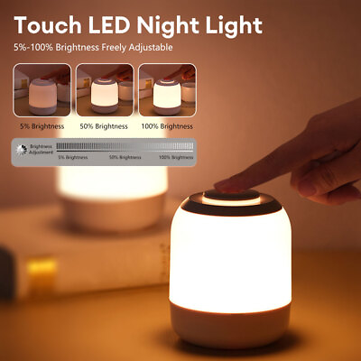 #ad LED Touch Night Light Bedside Desk Lamp Dimmable USB Rechargeable Table Lights $16.80
