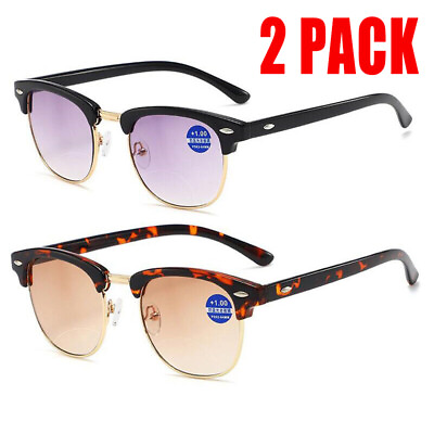 #ad 2Pack Men Reading Glasses Sunglasses Square Bifocal Lens Anti Blue Light Eyewear $17.99