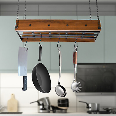 #ad Kitchen Hanging Pot Pan Holder Hanger Iron Rack Cookware Organizer Storage Shelf $38.95