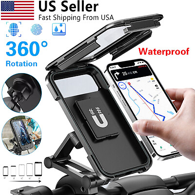 #ad Motorcycle Bike Handlebar Cell Phone Holder Touch Screen Waterproof Case Mount $10.65