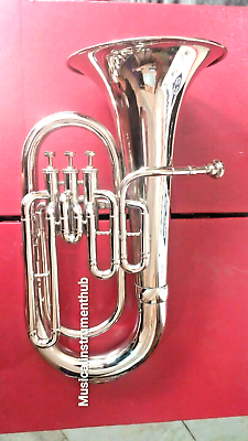 #ad EUPHONIUM 3 VALVE HORN OF PURE BRASS IN SILVER POLISH CUSHION CASE FREE SHIP $260.00