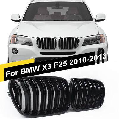 #ad Gloss Black Front Kidney Grille Double Slats For BMW X3 F25 X4 F26 2010 2013 $32.99