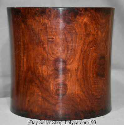 #ad 8quot; Antique Chinese Palace Huang Hua li Wood Hand Carving Brush Pot Pencil Vase $351.00