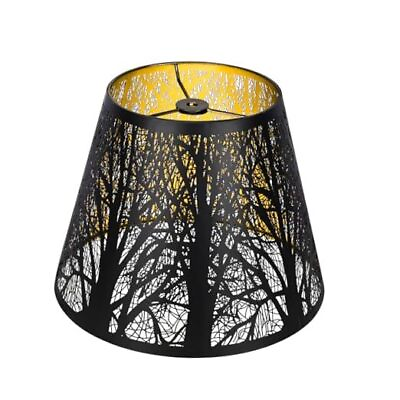 #ad Small Lamp Shade Barrel Metal Lampshade with Pattern of Metal Black Gold $41.58