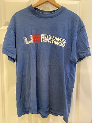 #ad VTG US Swim and Fitness Single Stitch Blue Color T Shirt Men Large Medium $9.99