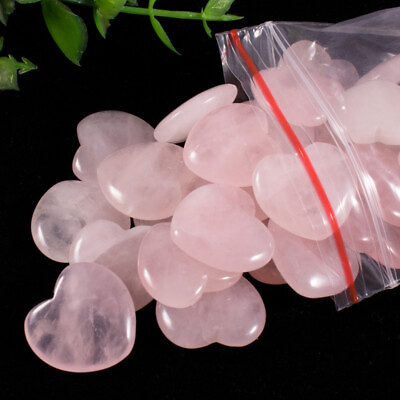 #ad Small Natural Rose Quartz Heart Healing Pink Crystal Reiki heart Gemstone 30pcs $13.09