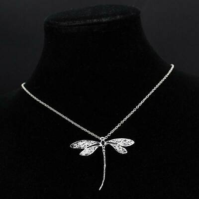 #ad Women Silver Plated Dragonfly Pendant Necklace Sweater Chain Party Jewelry Gift C $1.59
