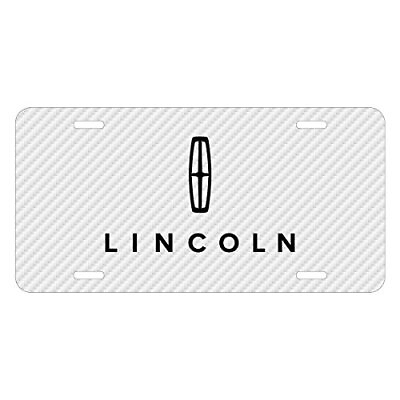 #ad Lincoln White Carbon Fiber Texture Graphic UV Metal License Plate $45.99