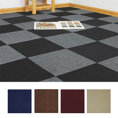 #ad 12 24pcs Ribbed Flooring Carpet Tiles Peel amp; Stick Commercial Carpet Mat 12quot;x12quot; $19.92