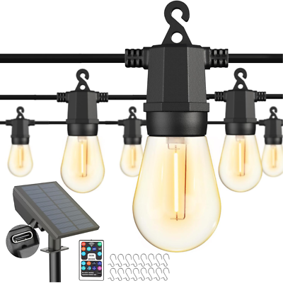 #ad Solar Outdoor String Lights48FT LED Patio Lights Solar Powered for outside IP65 $39.95