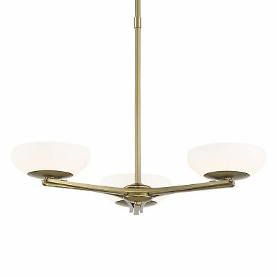 #ad George Kovacs Scale LED 3 Light Chandelier in Soft Brass Finish with Etched Whit $424.95