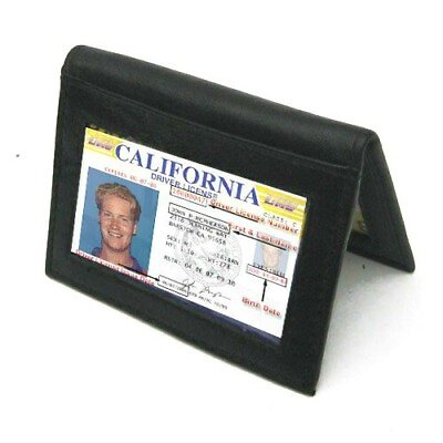 #ad Black Mens Soft Leather Bifold Thin Wallet ID Window Plain Credit Card ID Case $14.07