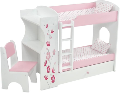 #ad 18 Inch Doll Wooden Bed Furniture 18 Doll Bunk Bed Desk Combo $100.99