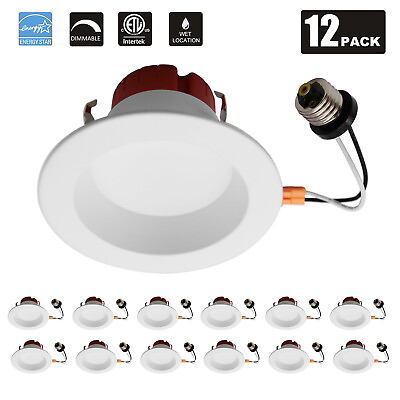 #ad MingBright 12Pcs 4Inch LED Baffle Recessed Dimmable Light Retrofit Downlight E26 $86.99