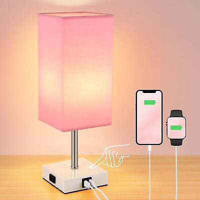 #ad 3Way Dimmable Touch Control Bedside Lamp Table Lamp with USB CA Port and Outlet $31.59