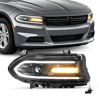 #ad Passenger Side For 2015 2022 Dodge Charger Halogen W LED DRL Projector Headlight $104.23