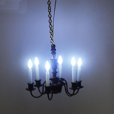 #ad Dollhouse Miniature 1 12 Scale Lamp Chandelier Victoria Accessorie W Battery Box $11.19