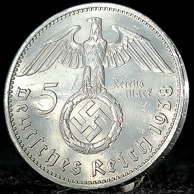 #ad #ad Nazi Germany *Beautiful* Genuine WW2 Third Reich 5 Reichsmark 90% Silver Coin $39.99
