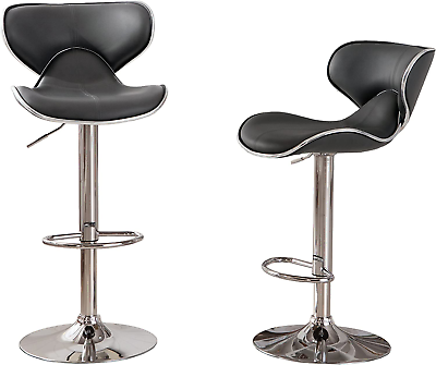 #ad Masaccio Cushioned Leatherette Upholstery Airlift Swivel Barstool Set of 2 Gre $146.99