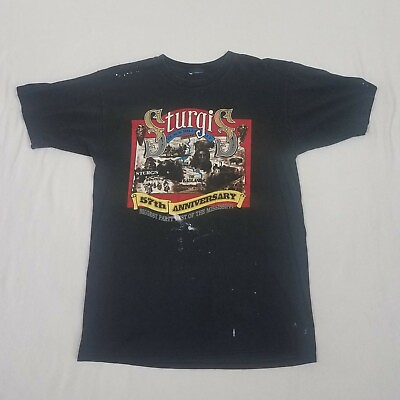 #ad Vintage Mens Sturgis Black Hills Rally 1997 Medium Shirt Black 57th Anniversary $10.39