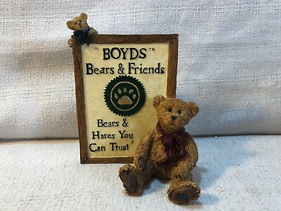#ad Boyds Bear Bearstone Collection Malcolm With Friend Sign Figurine 2298 $29.95