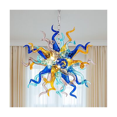 #ad kelary Hand Blown Glass Living Room Chandeliers Modern Luxury Ceiling Hanging... $450.95