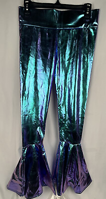 #ad Metallic Mermaid Flare Leggings Large Stretch Halloween Costume $24.99