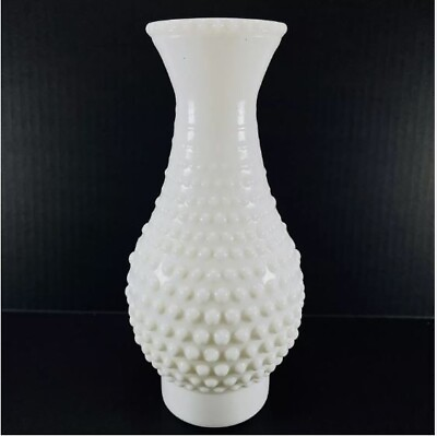 #ad WHITE 9.5quot; x 3quot; OPAL LAMP CHIMNEY Hobnail MILK GLASS Hurricane Oil Shade 10906 $35.95