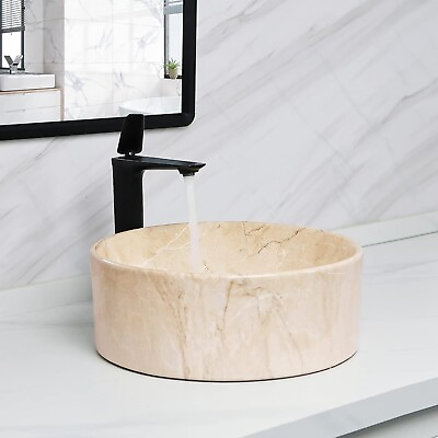 #ad 16#x27;#x27; Round Ceramic Vessel Sink Bathroom Sinks Above Counter w Pop Up Drain $85.99