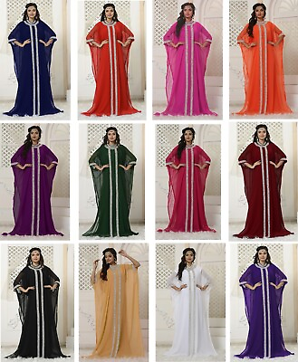 #ad Wedding Women#x27;s Kaftan Dubai Caftan Farasha Long Maxi Dress Gown Top FREE SIZE $60.99