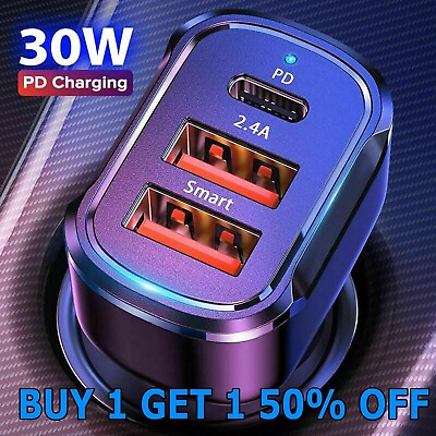 #ad 30W Fast Charge USB PD Type C Car Charger Adapter For iPhone 15 14 13 12 Pro Max $6.99