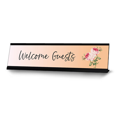 #ad Welcome Guests Desk Sign or Front Desk Counter Sign 2 x 8quot; $14.24