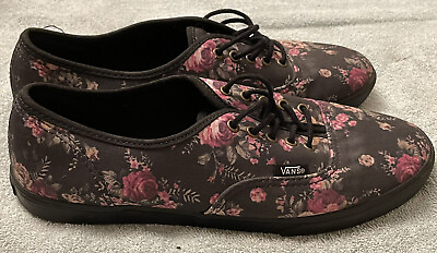 #ad PINK BLACK ROSE Skateboard VANS SNEAKERS WOMENS 8 MEN#x27;S 6.5 SHOES OFF THE WALL $25.99