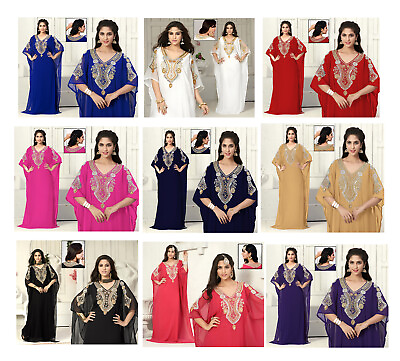 #ad Wedding Women#x27;s Kaftan Dubai Caftan Farasha Long Maxi Dress Gown Top FREE SIZE $52.99