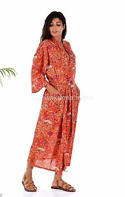 #ad Free Size Kimono Bathrobe Indian Handmade Beach Wear Gown Japanese Kimono Robe $36.49